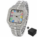 Luxury Iced-Out Square Watch