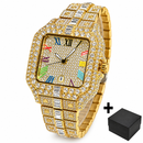 Luxury Iced-Out Square Watch