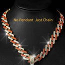 Full Diamond Football Pendant with Colorful Cuban Chain