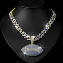 Full Diamond Football Pendant with Colorful Cuban Chain