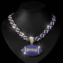 Full Diamond Football Pendant with Colorful Cuban Chain