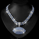Full Diamond Football Pendant with Colorful Cuban Chain