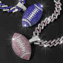 Full Diamond Football Pendant with Colorful Cuban Chain