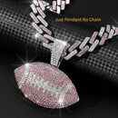 Full Diamond Football Pendant with Colorful Cuban Chain