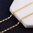 18K Gold Plated 2mm Side Chain Necklace for Women & Men