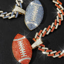 Full Diamond Football Pendant with Colorful Cuban Chain