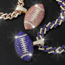 Full Diamond Football Pendant with Colorful Cuban Chain
