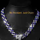 Full Diamond Football Pendant with Colorful Cuban Chain