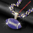 Full Diamond Football Pendant with Colorful Cuban Chain