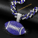 Full Diamond Football Pendant with Colorful Cuban Chain