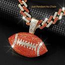 Full Diamond Football Pendant with Colorful Cuban Chain