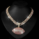 Full Diamond Football Pendant with Colorful Cuban Chain