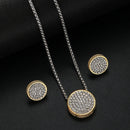 14K Gold-Plated Oval Zircon Pendant Necklace