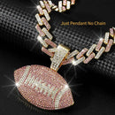 Full Diamond Football Pendant with Colorful Cuban Chain