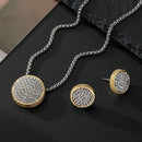 14K Gold-Plated Oval Zircon Pendant Necklace