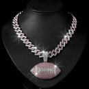 Full Diamond Football Pendant with Colorful Cuban Chain