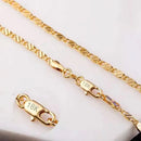 18K Gold Plated 2mm Side Chain Necklace for Women & Men