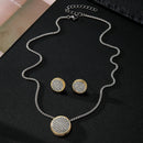 14K Gold-Plated Oval Zircon Pendant Necklace