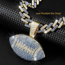 Full Diamond Football Pendant with Colorful Cuban Chain