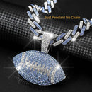 Full Diamond Football Pendant with Colorful Cuban Chain